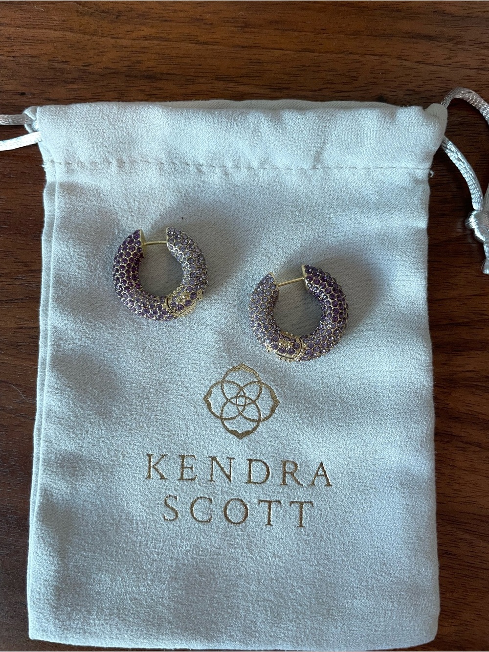 Kendra Scott Purple Mikki Pave Hoop Earrings